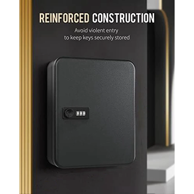 1 PCS Key Cabinet With Combination Lock Wall-Mounted Key Storage Box With Resettable Combination Black Digital Security Box