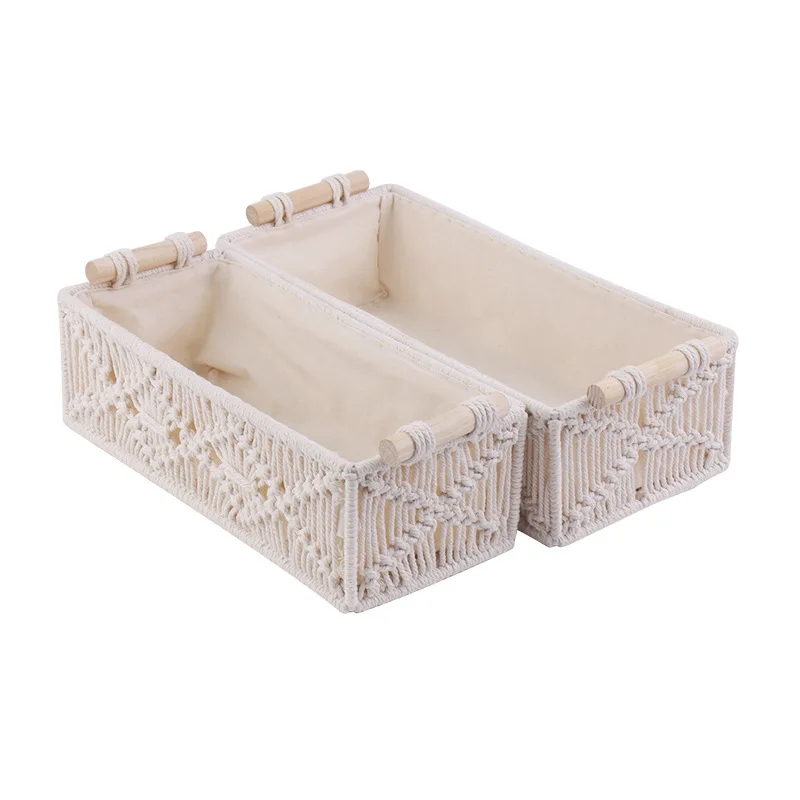 

European tabletop storage box cotton rope storage basket household woven snack basket key sundry basket cosmetics finishing bask