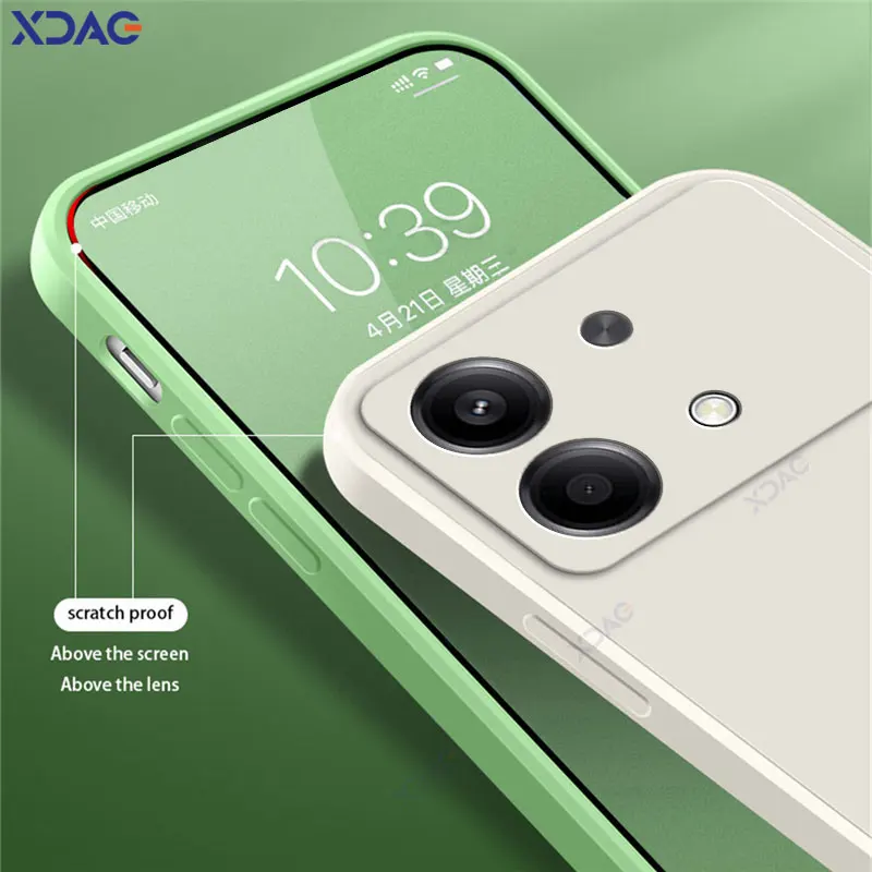 Luxury Square Liquid Silicone Cover Case for Xiaomi Redmi Note 13R Pro 5G 360 Soft Mobile Phone Bags RedmiNote13R Note13R 13RPro
