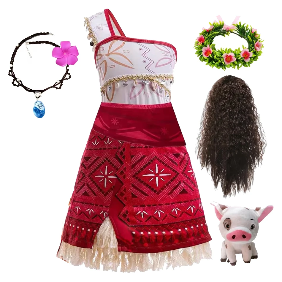 Girls New Movie Moano 2 Dress Halloween Party Adventure Costume Girl Princess Fancy Clothes Children Vaiana Pua Pig Outfit