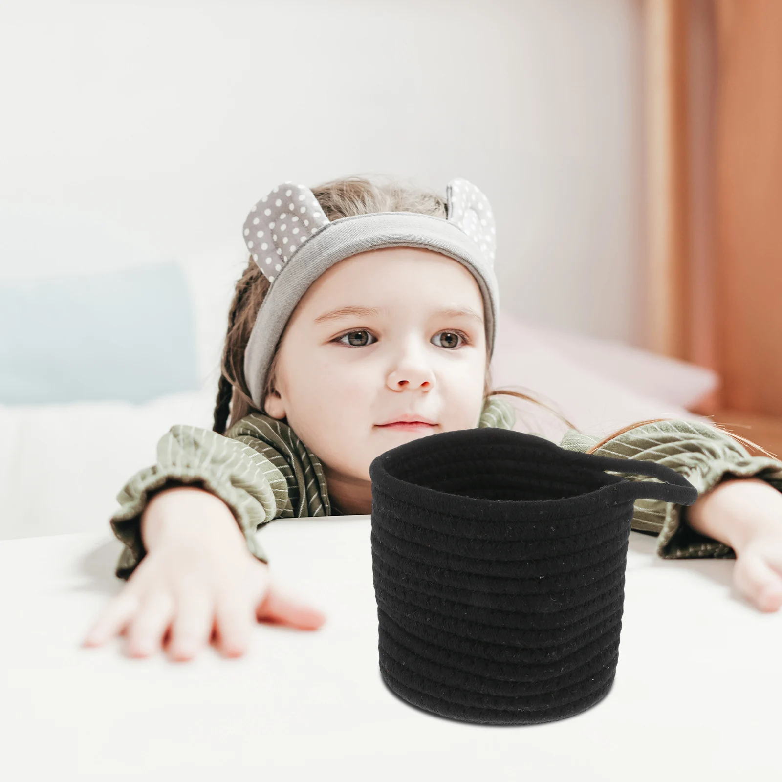 

2pcs Cotton Rope Storage Basket Round Woven Organizer For Bedroom Desktop Makeup Household Items Holder Finishing Basket