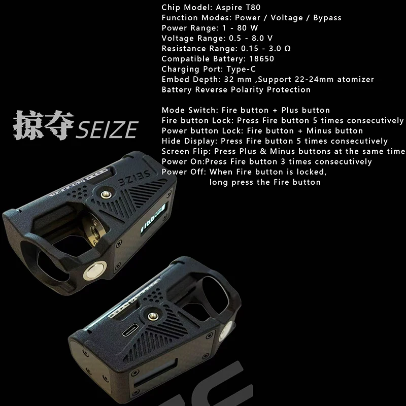 Yedek YFTK 3D Baskılı 3D Baskı 80w SEIZE SBS Modları vs VIPER 80W 18650 Kutu Mod Alet Takımı