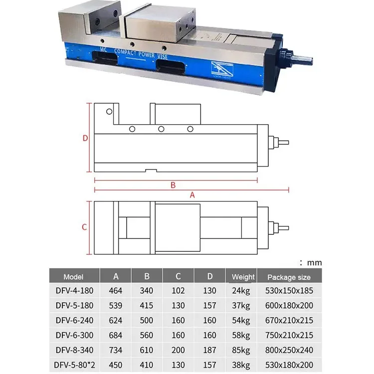 DFV-6-300 high precision CNC milling machine MC Mechanical Power Vise for sale