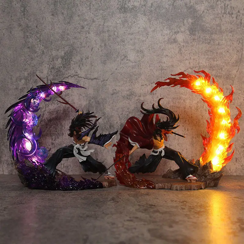 Figura Coleccionable de Demon Slayer Kimetsu No Yaiba, Modelo de Estatua Iluminada de Kokushibo Yoriichi Tsugikuni, Adorno de Anime, Regalo