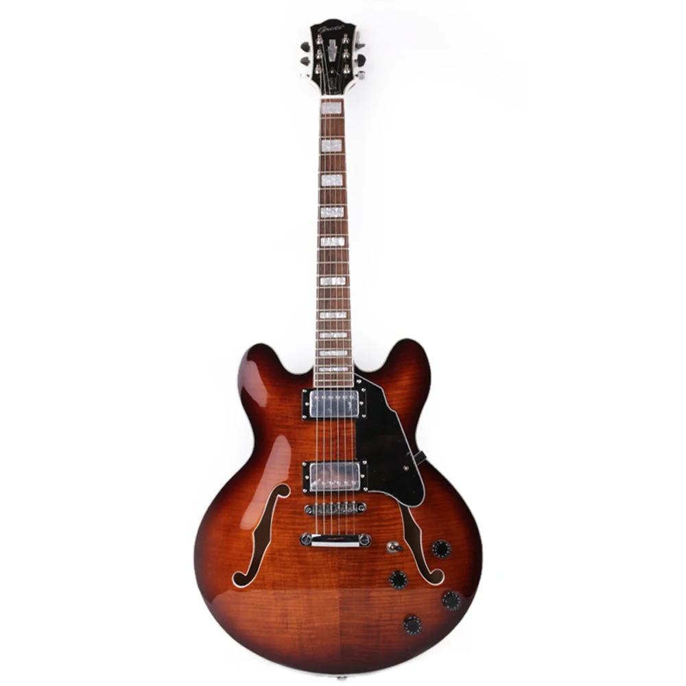 Good high quality jazz hollow body f hole flame maple electric guitar guitars