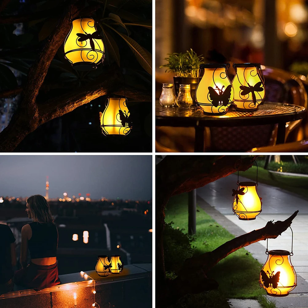 

Vintage Flickering Flame Hanging Decorative For Yard Patio Lawn Ornament Gift Dragonfly Design Light For Use Light Decorations