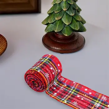 節日格子緞帶,適用於禮品包裝和DIY項目 - 每卷5碼,聖誕樹裝飾 6 最佳銷售 聖誕絲帶 - №5