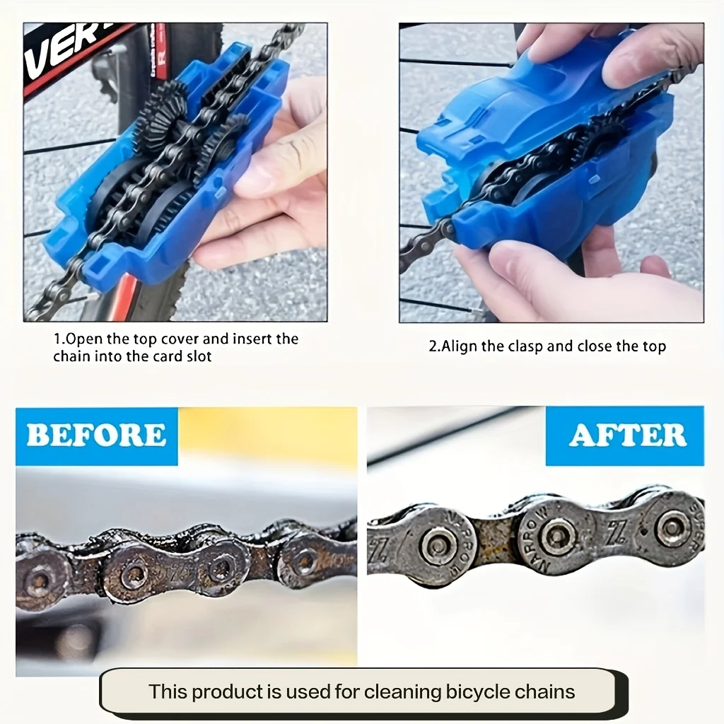 Multi-angle Rotating Bike Chain Brush Plastic Coated Fiberglass Bicycle Gear Maintenance Cleaner