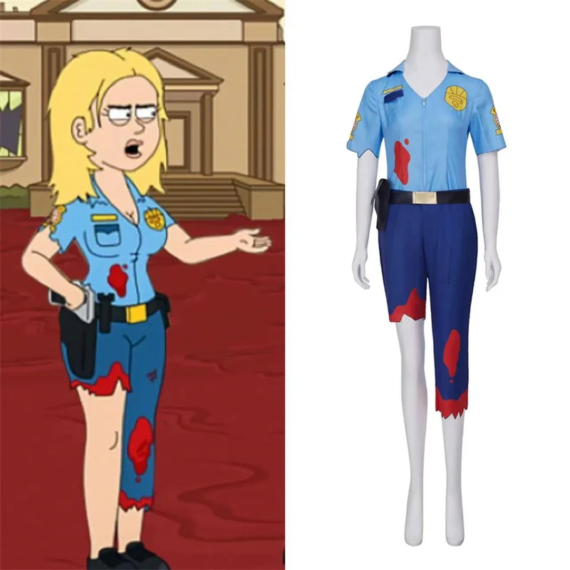 TV Paradise PD Gina Jabowski Cosplay Kostuum Blauwe Top Onregelmatige Broek Uniform Vrouwen Politie Pak Halloween Carnaval Outfits