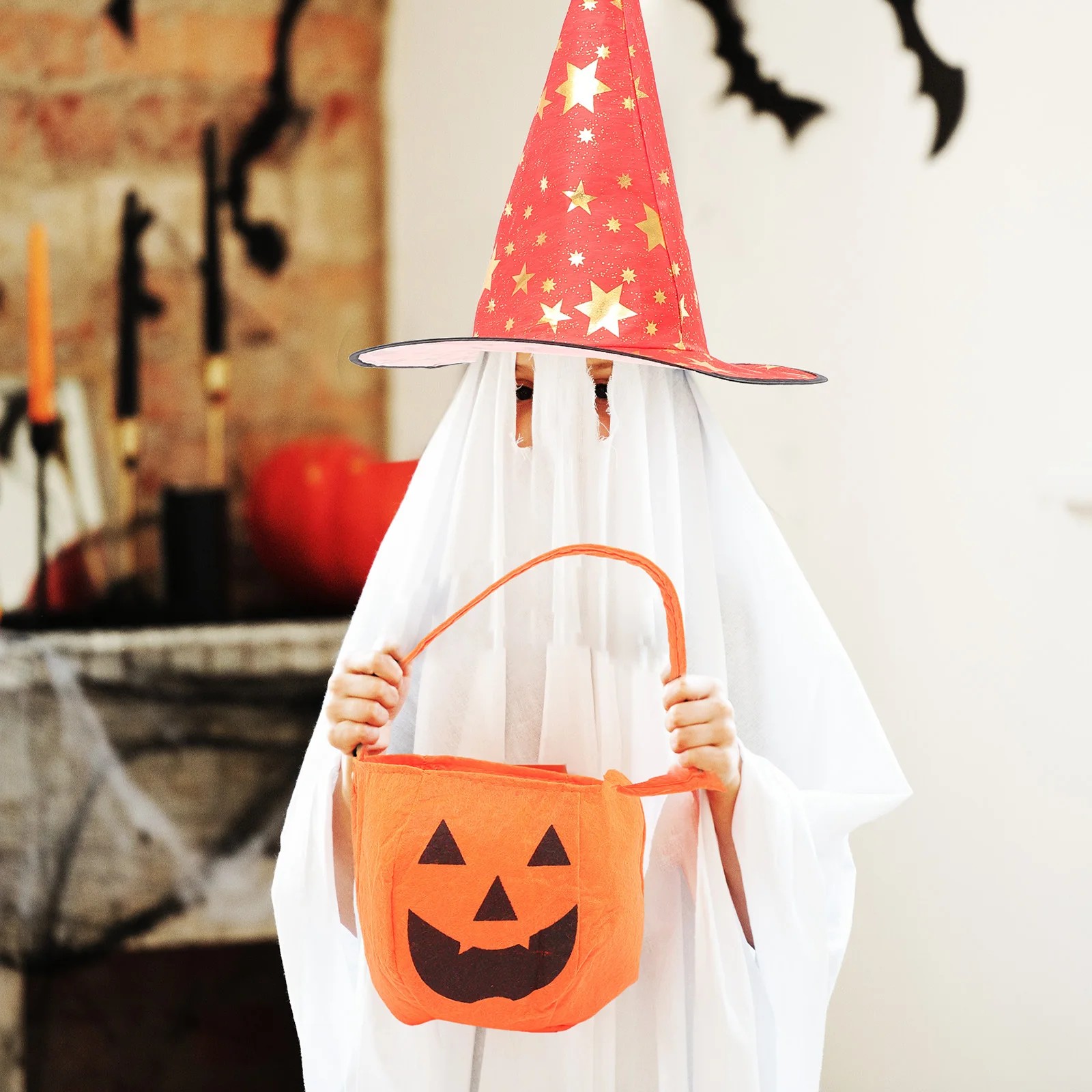 1Set Pompoen Thema Kids Cape Hoed Set Halloween Kostuum Cosplay Party Dress Up Kledij Kids Tool Set