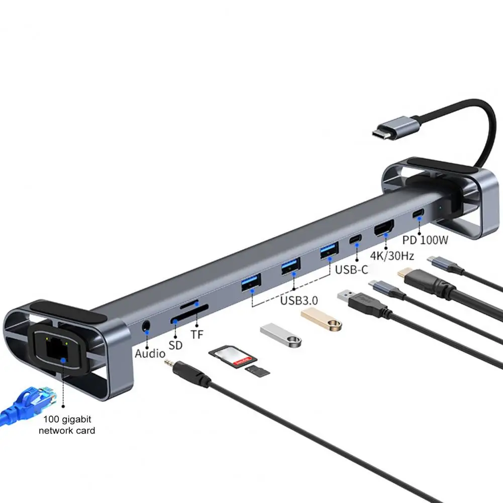 Fast Data Transfer Docking Station Portable Usb 3.0 Docking Station with 10-in-1 Hub Adapter for Type-c Laptop Pd Ethernet