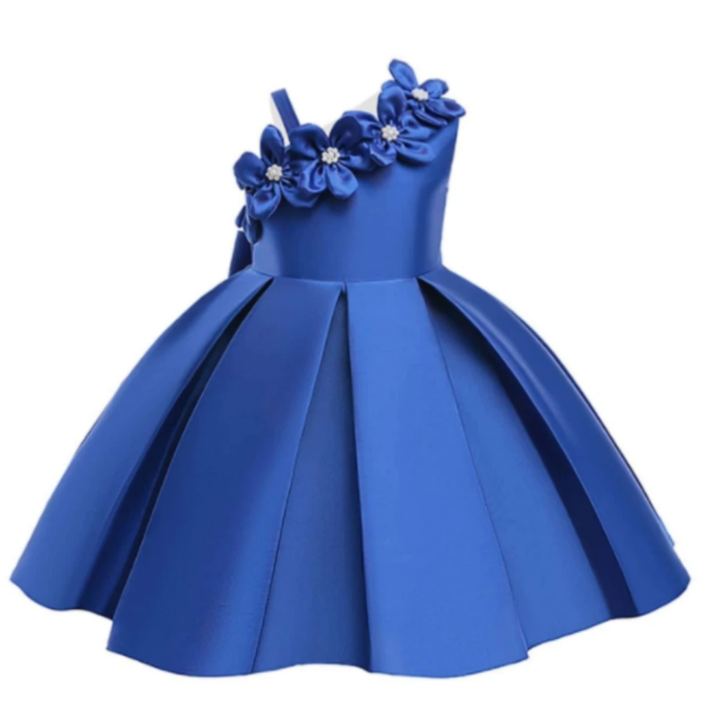 Summer Flower Party Girls Dress Elegant Bow Birthday Christmas Princess Kids Dress For Girls Wedding Bridemaid Prom Gown Vestido