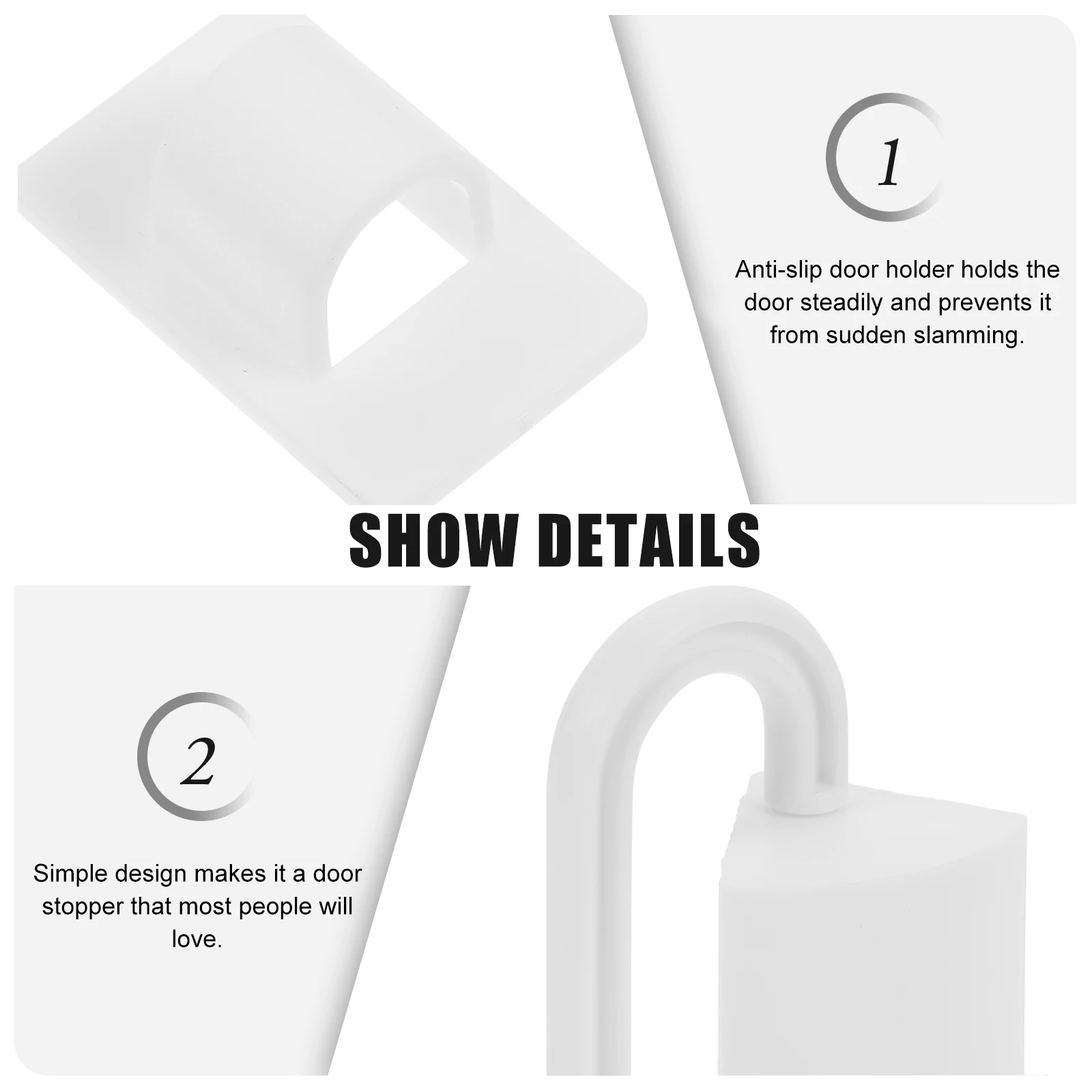 

2Pcs Door Stopper Anti-Collision Door Holder for Home Use Baby Safety Supply with Non-Slip Grip Prevents Pinch Accidents White