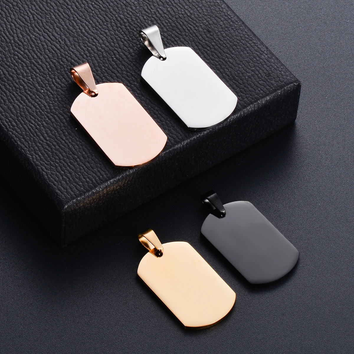 

2Pcs Blank Mirror Polishing Stainless Steel Rectangle DIY Necklace ID Name Logo Tag Pendant Jewelry Party Gift Wholesale