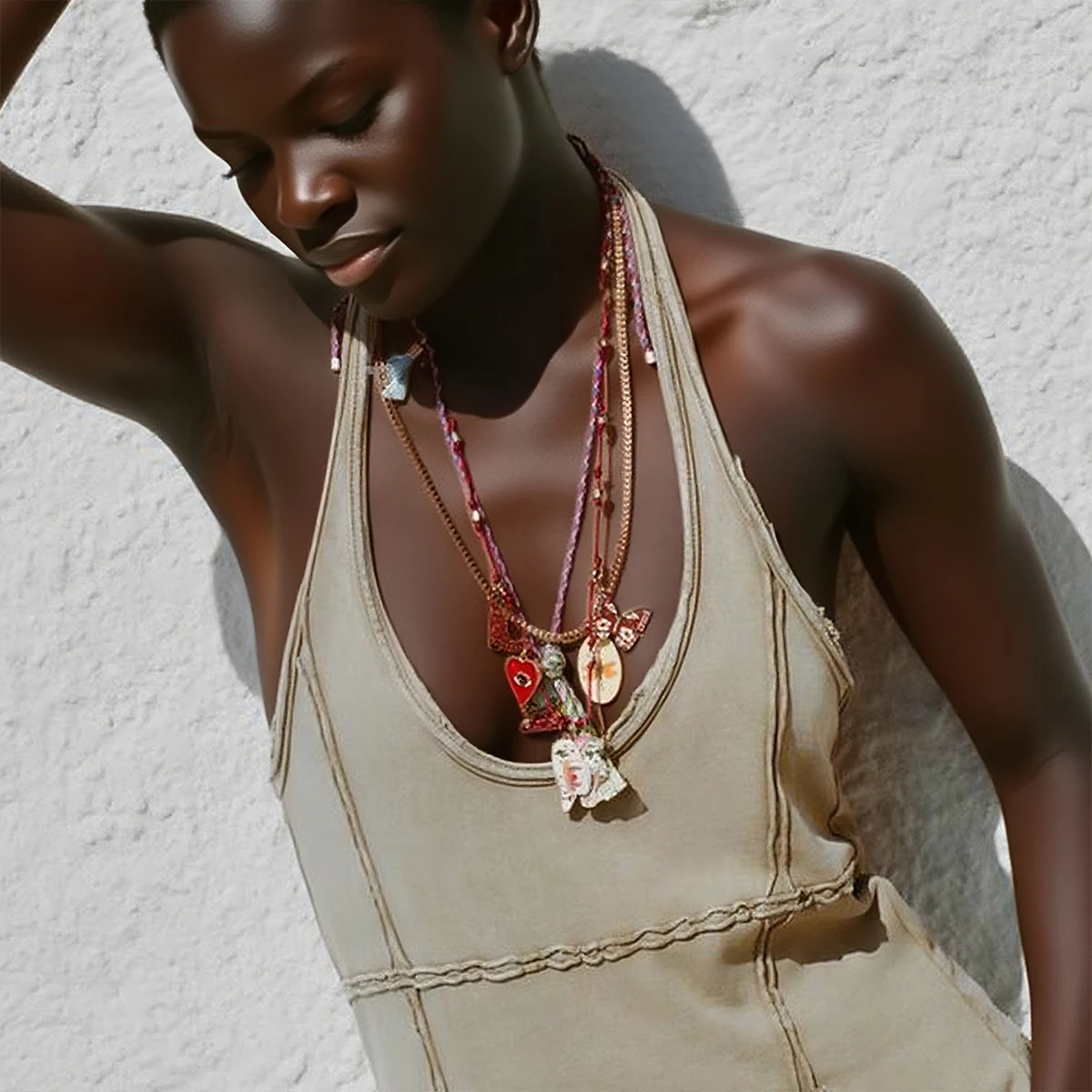 

2025 New ZAA Personality Cartoon Character Devil's Eye Butterfly Medallion Charm Necklaces for Women Fashion Jewelry Gifts