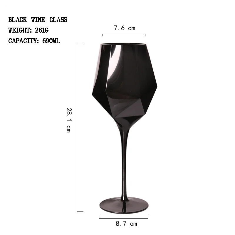 Pure Black Crystal Golden Edge Red Wine Glass Goblet Light Luxury Simple Model Room Special Champagne Glasses Kitchen Utensils