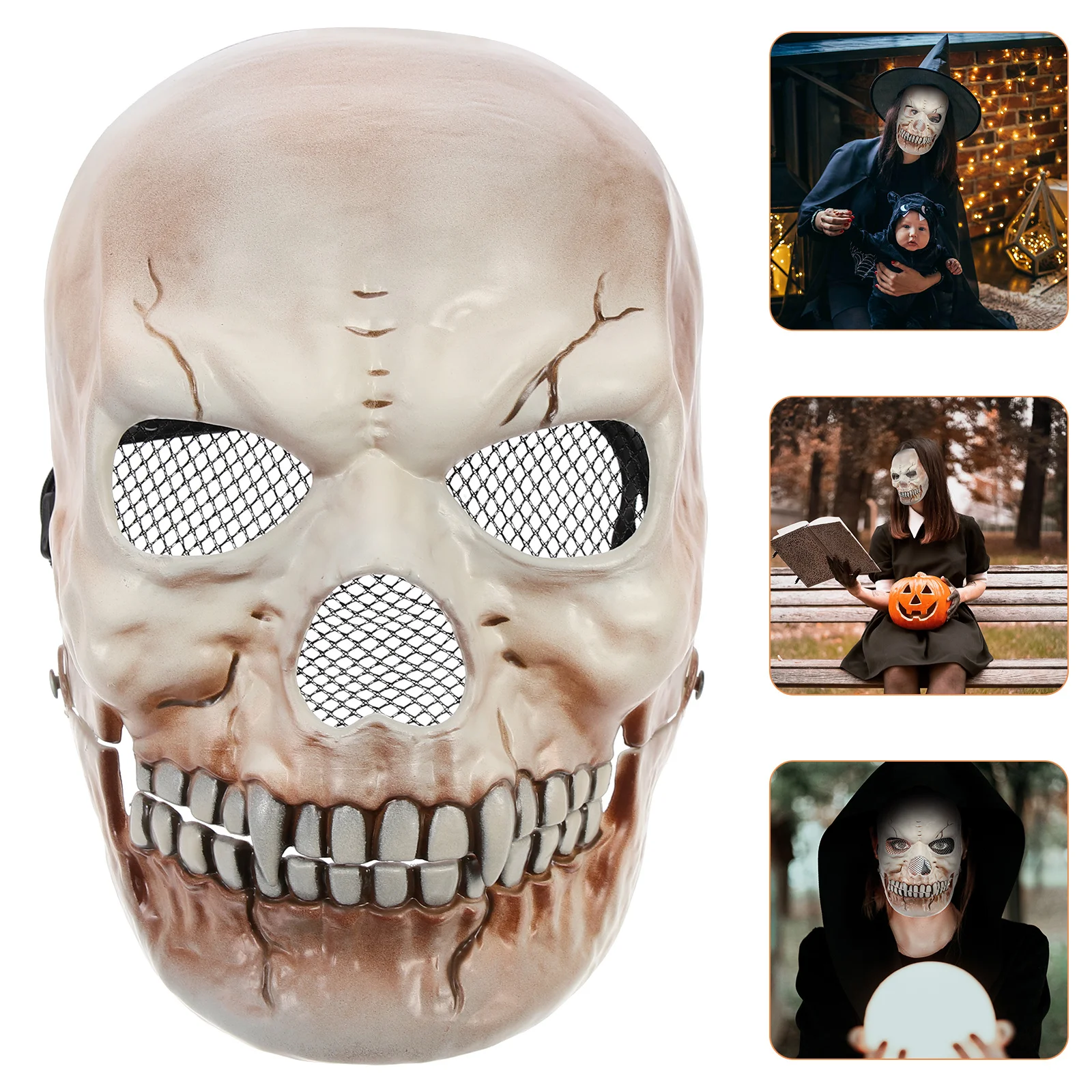 

1pc Scary Halloween Supply Scary For Cosplay Party Props Plastic Halloween Skull Mask Skull Mask
