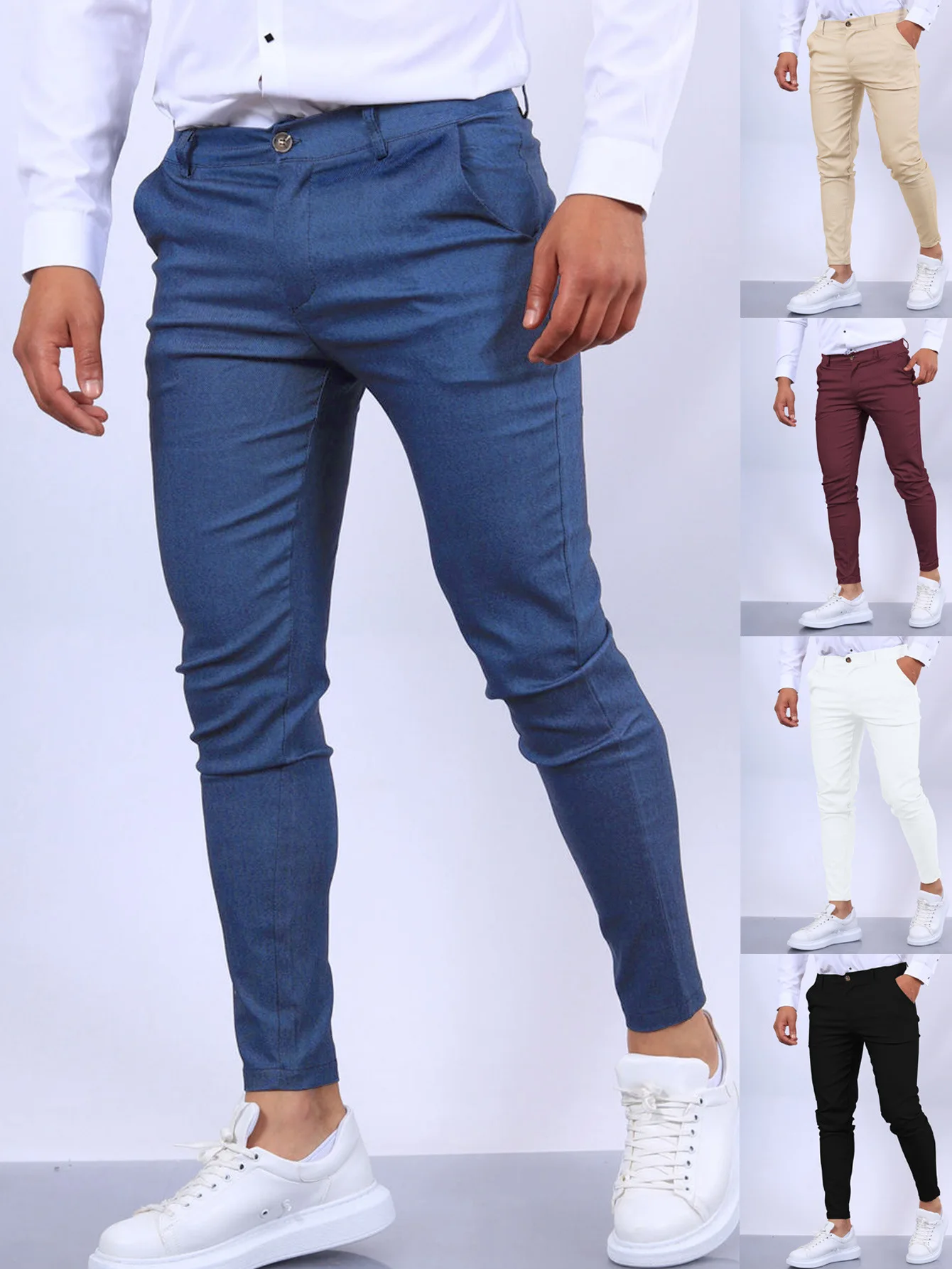 Calça Formal Casual confortável masculina, Monocromática, Europeia e Estados Unidos, Bezerro de vento, Moda, Quatro Estações