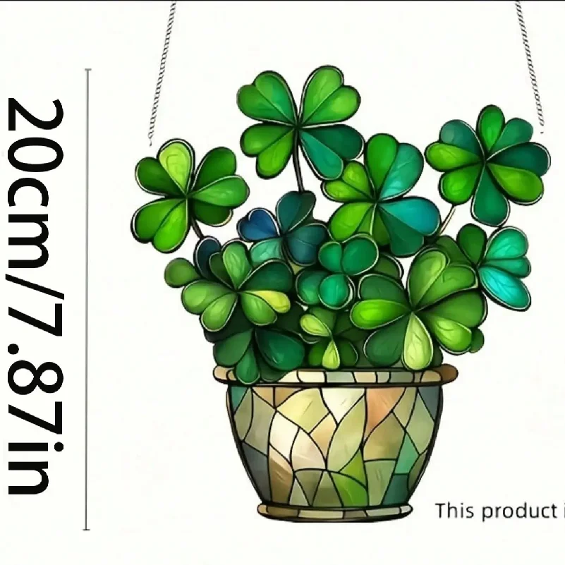 Picture 7: 1PCS St. Patrick's Day Lucky Clover Sun Catcher - Window Hanging Decoration, Colorful Glass Style Home Office Light Catcher,