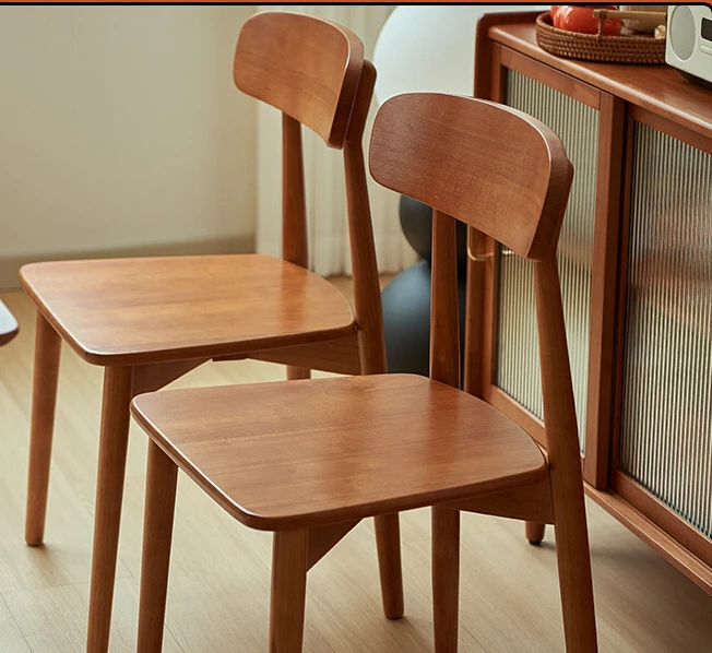 

Nordic solid wood dining chair household small apartment living room dining chair cherry wood Japanese simple wall chair