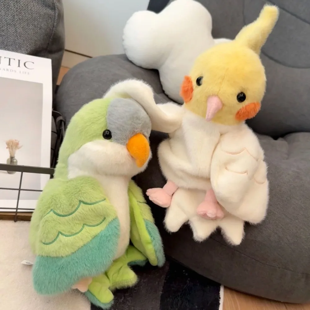 Kawaii pássaro mão fantoche cockatiel monge periquito jogo adereços 20cm papagaio fofo papagaio