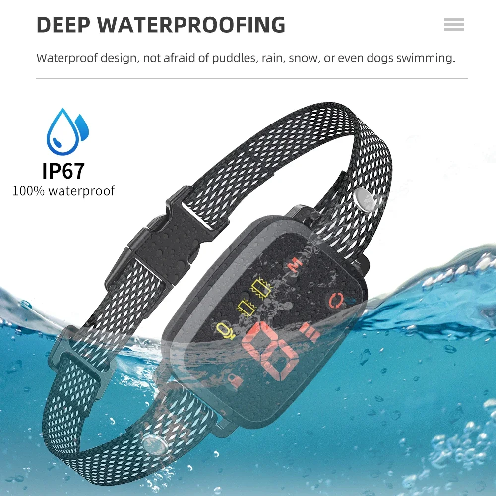 Smart Automatic Anti Barking Dog Collar HD Digital Display Dual Vibration  Rechargeable Bark Stopper Stop Barking Collar Leash