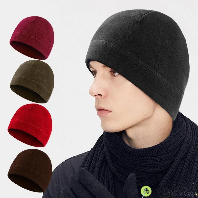 

Warm Fleece Lined Hooded Cap Autumn Winter Ear Protection Windproof Outdoor Ice Skating Skiing Cycling Running Hat