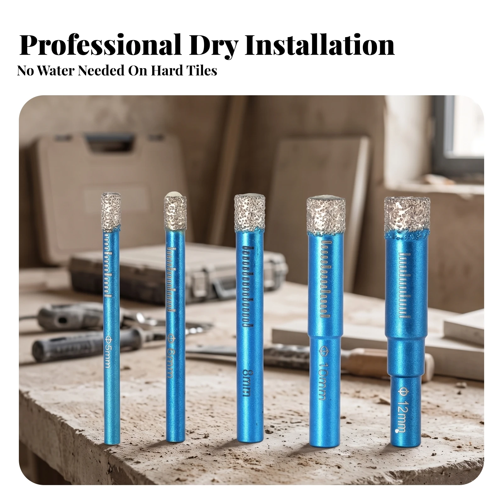 5 Pieces Diamond Drill Bit Set Wear-Resistant Diamond Hole Saw Set Dry Core Abrasive Tool Sharp for Tradespeople - view 2