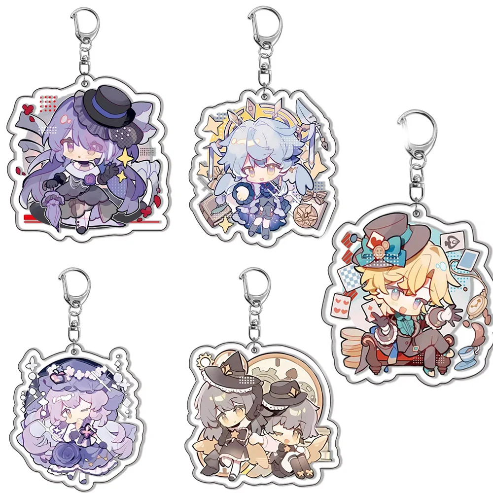 Honkai Star Rail Sparkle Sunday Acheron Black Swan Sparkle Robin Misha Cosplay Keychain Acrylic Key Chain Pendant Keyring Gifts