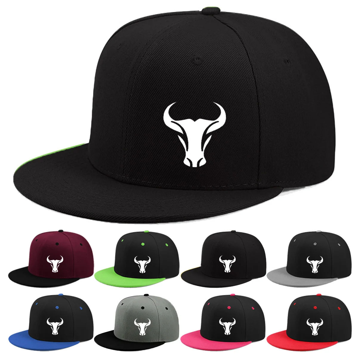 Baseballkappe mit Stiermuster, leicht und unisex, verstellbar, für Outdoor-Sport und Freizeit, Hip-Hop-Stil, Alltagskleidung