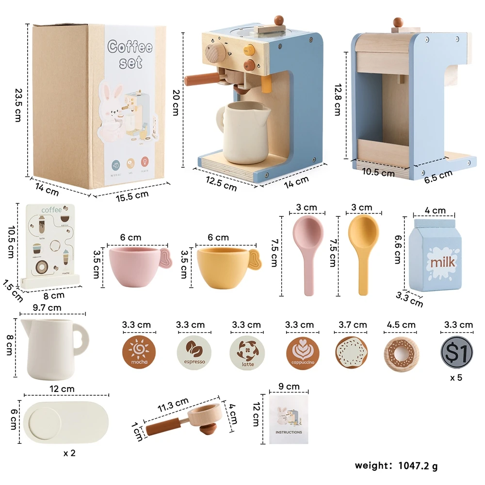 ชุดของเล่น Montessori ไม้สำหรับเด็กชุด kado Bayi บล็อกของเล่นเครื่องชงกาแฟเพลย์เฮาส์คอสเพลย์เพื่อการศึกษาสำหรับเด็ก
