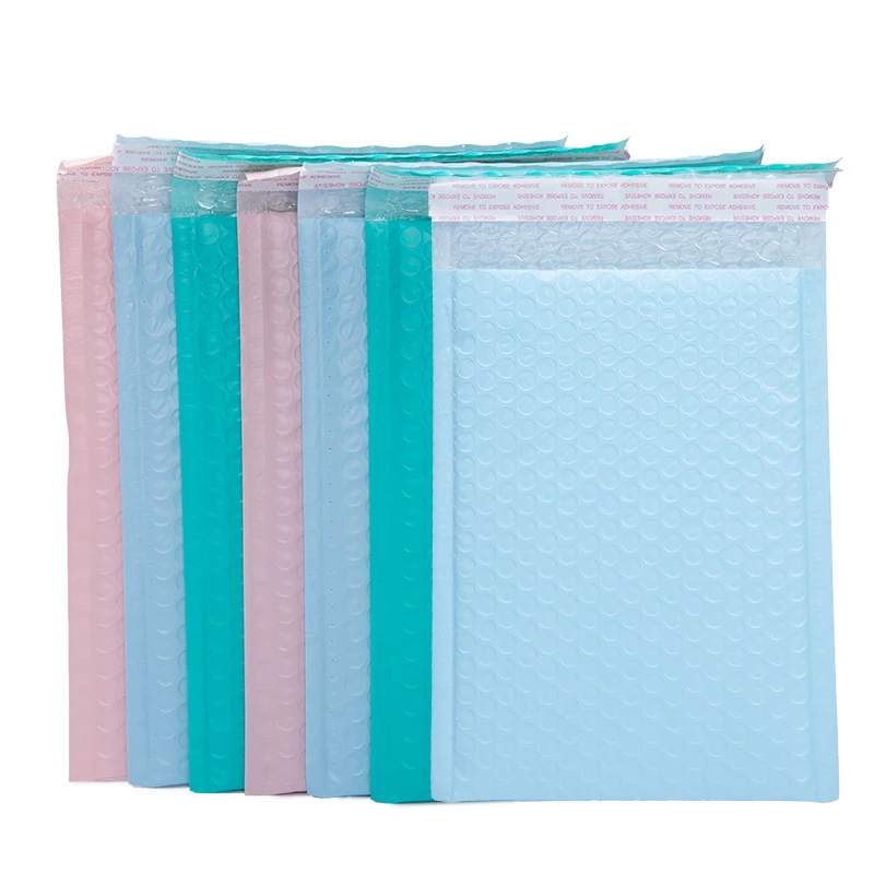 100Pcs 7 Sizes Blue/Green Plastic Bubble Bags Pink Poly Mailers Waterproof Shipping Bag Self Sealing Mailing Envelope for Gift