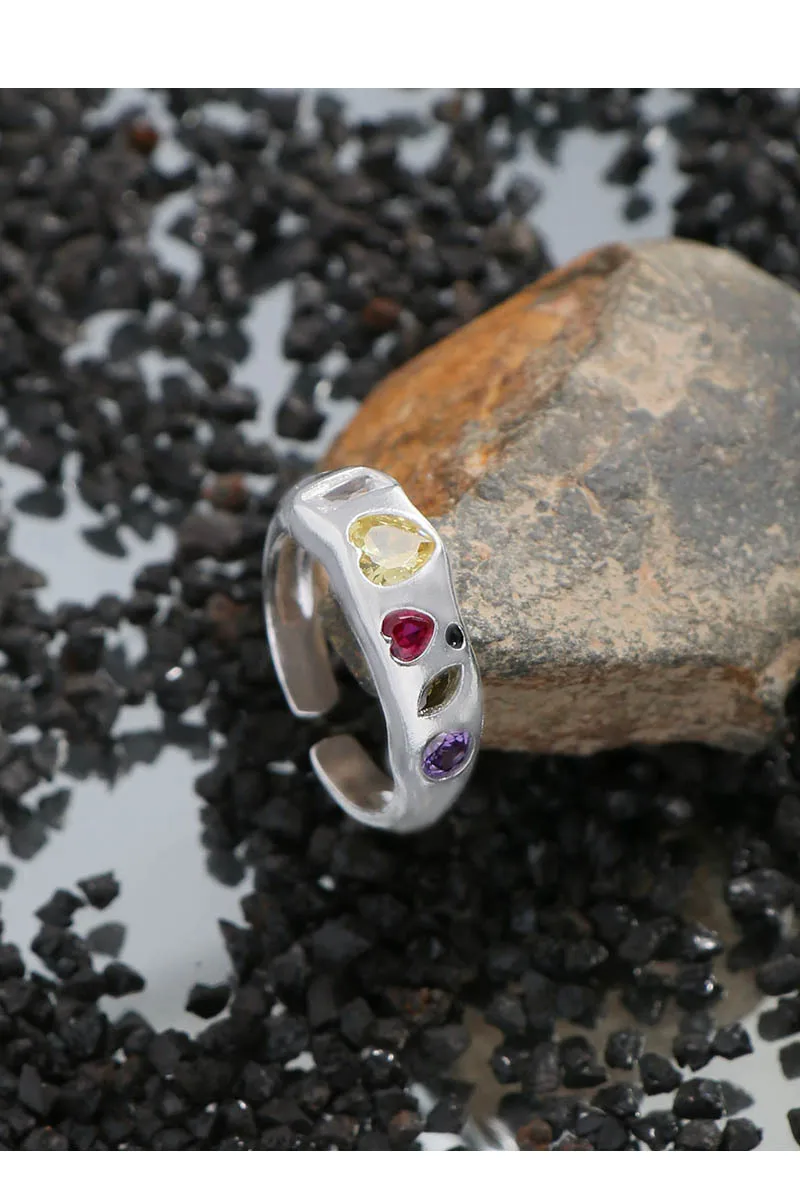 Small Luxury Design Sense Joker Contrast Zircon Split Ring