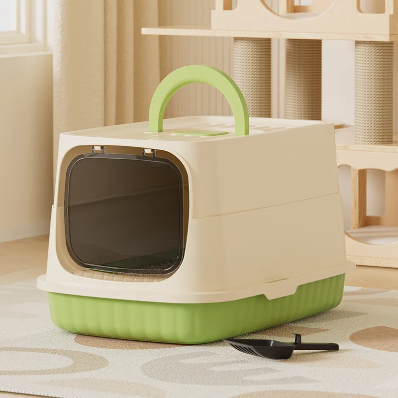 

New Fully Enclosed Extra Large Cat Litter Box, Anti-Splash Odor Control Kitty Toilet, Easy Clean for Kitten & Adult Cats