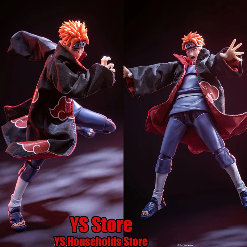 

1/12 Pain Soldier Mini Red Cloud Print Black Long Robe Coat Clothes Toy Accessory For Naruto Akatsuki Team 6" Figure Cosplay