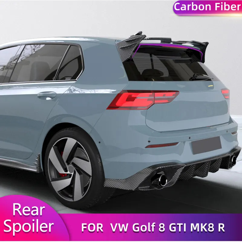 Carbon Fiber Rear Roof Spoiler Wings for VW Golf 8 GTI MK8 R Hatchback 2021 2022 No for US 8R Car Rear Spoiler Roof Wing Lip