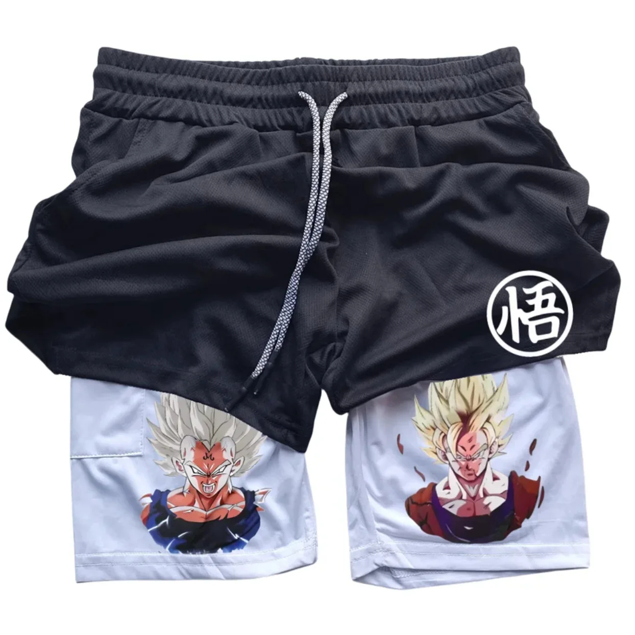 

Dragon Ball Anime Men's Shorts Quick Wukong Dry 2-in-1 Shorts Fake Two Pieces Casual Comfortable Sports Fitness Shorts