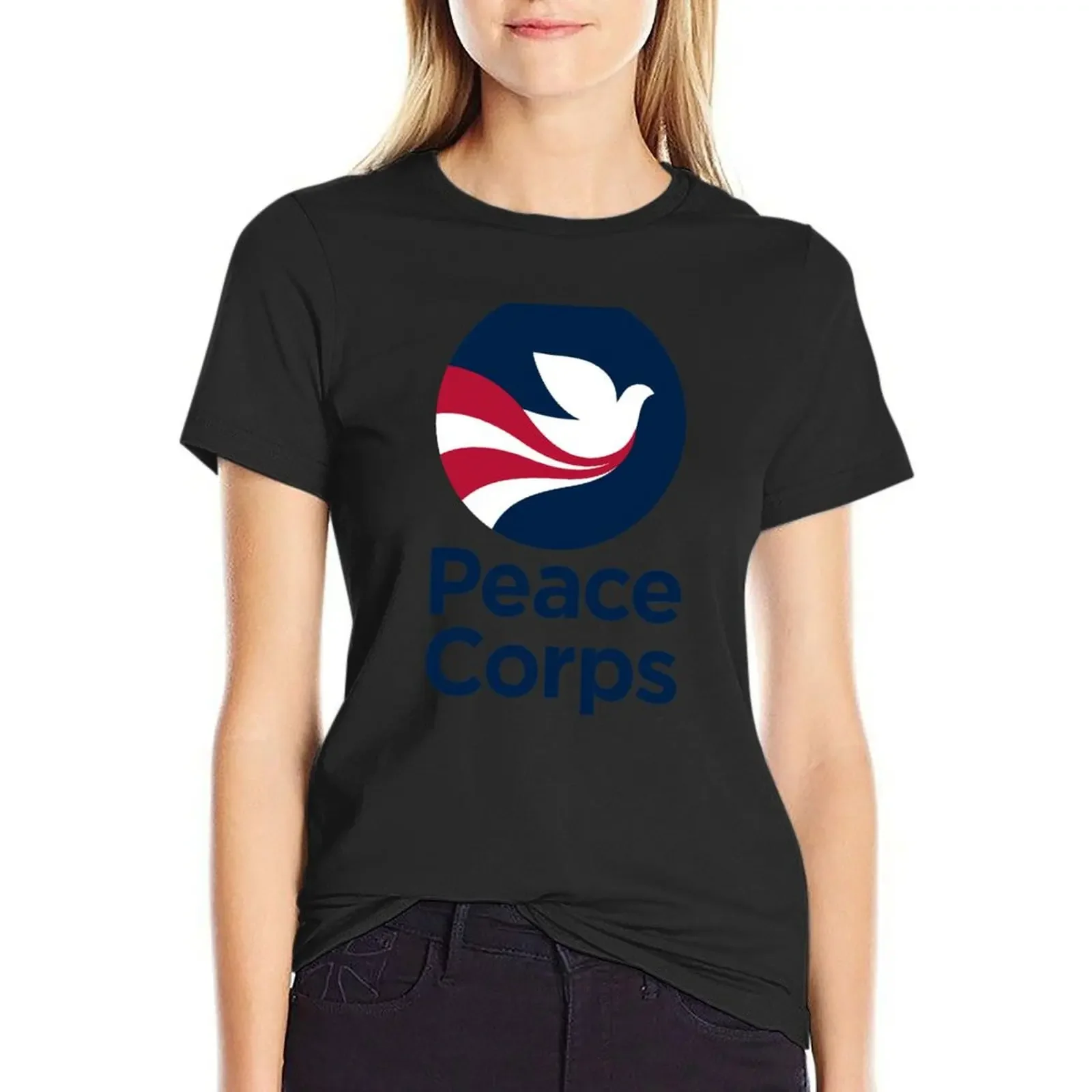 

Peace Corps(Vertical) T-Shirt summer tops hippie clothes Female clothing aesthetic clothes black t-shirts for Women