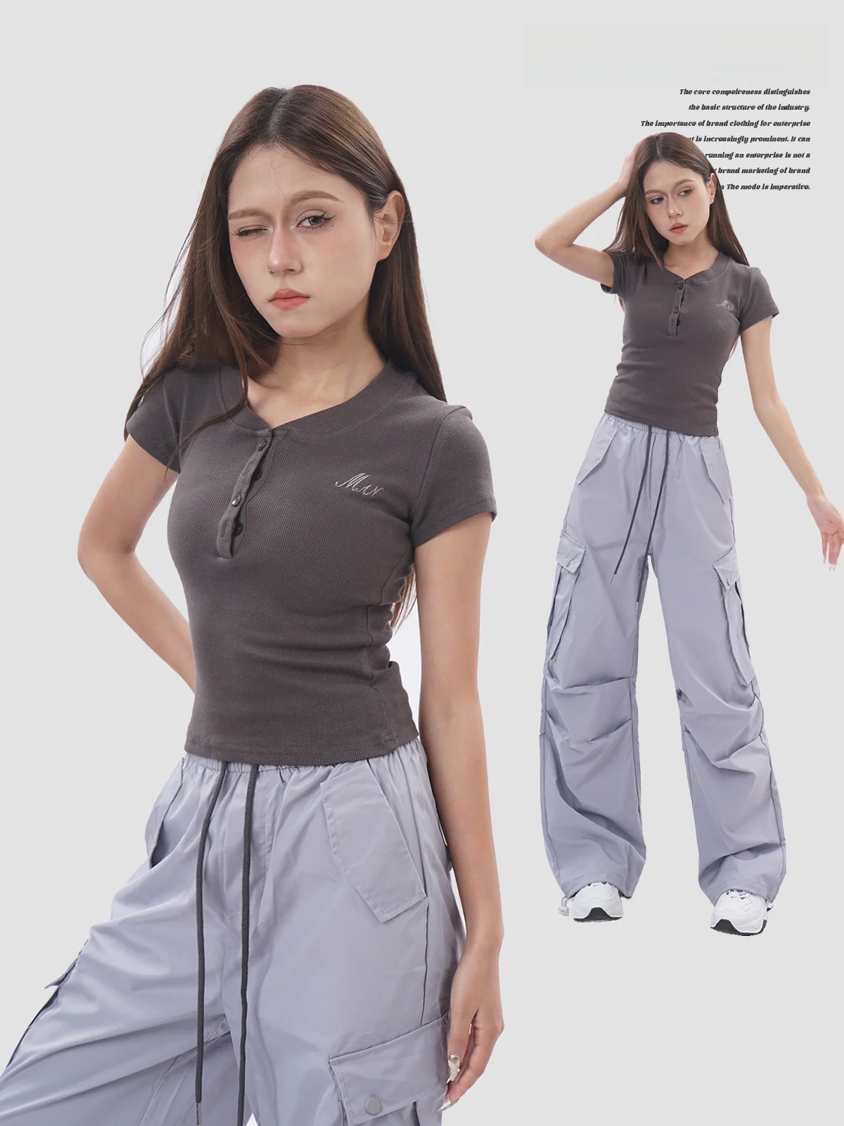 

Retro American Heart Collar f Button oulder ort Sve T-irt Women Summer Slim Fit Spicy Small Jazz Sle Top