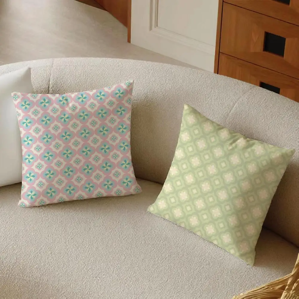 Charming Fresh And Elegant Green Leaf Flowers Cushion Cover comfort Daily Washable Linen Soft  for Sofa Bed Home Room Decor