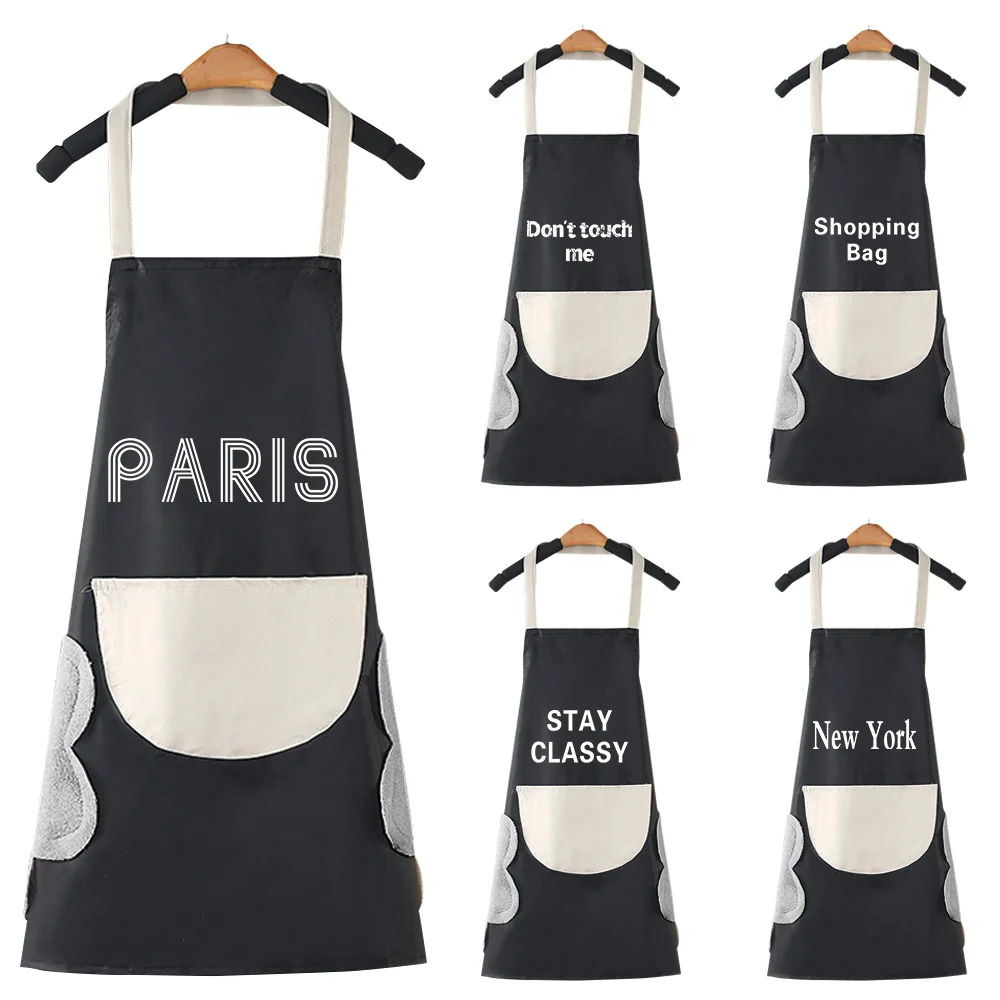 Fashion Kitchen Apron Women Household Cleaning Waterproof Pinafore Cooking Baking Adult BIb Walls Pattern Cafes Studios Uniform