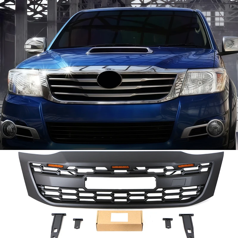 

Front Grill With Light Matte Black Racing Grille TRD Style Fits For 2011-2018 Toyota Hilux Grill