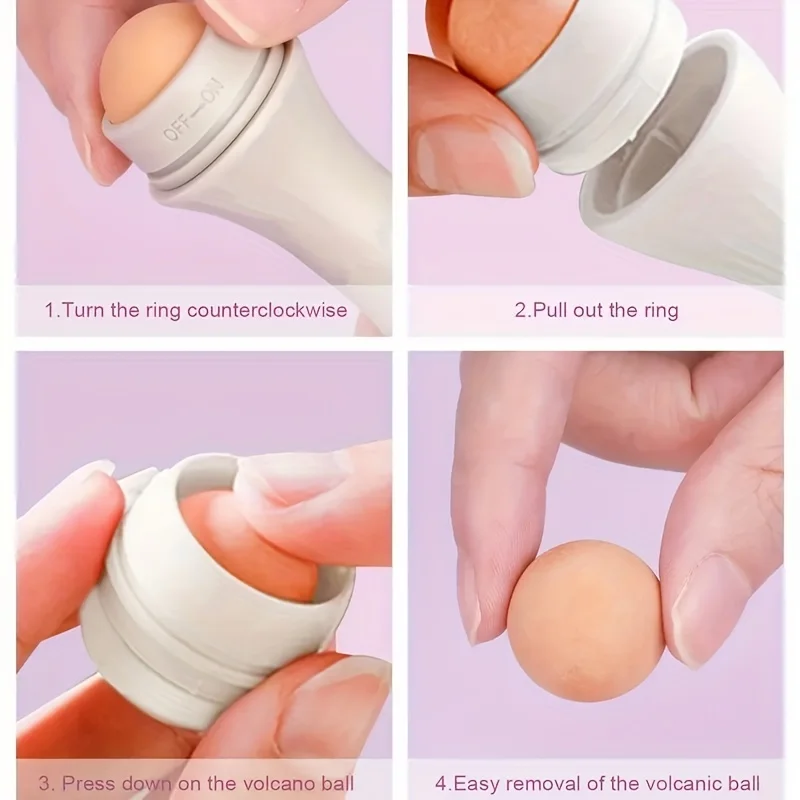 ลูกกลิ้งดูดซับน้ํามันบนใบหน้าเครื่องมือดูแลผิวหินภูเขาไฟดูดน้ํามันทําความสะอาดได้กําจัดน้ํามันบนใบหน้าเครื่องมือแต่งหน้าดูแลผิว