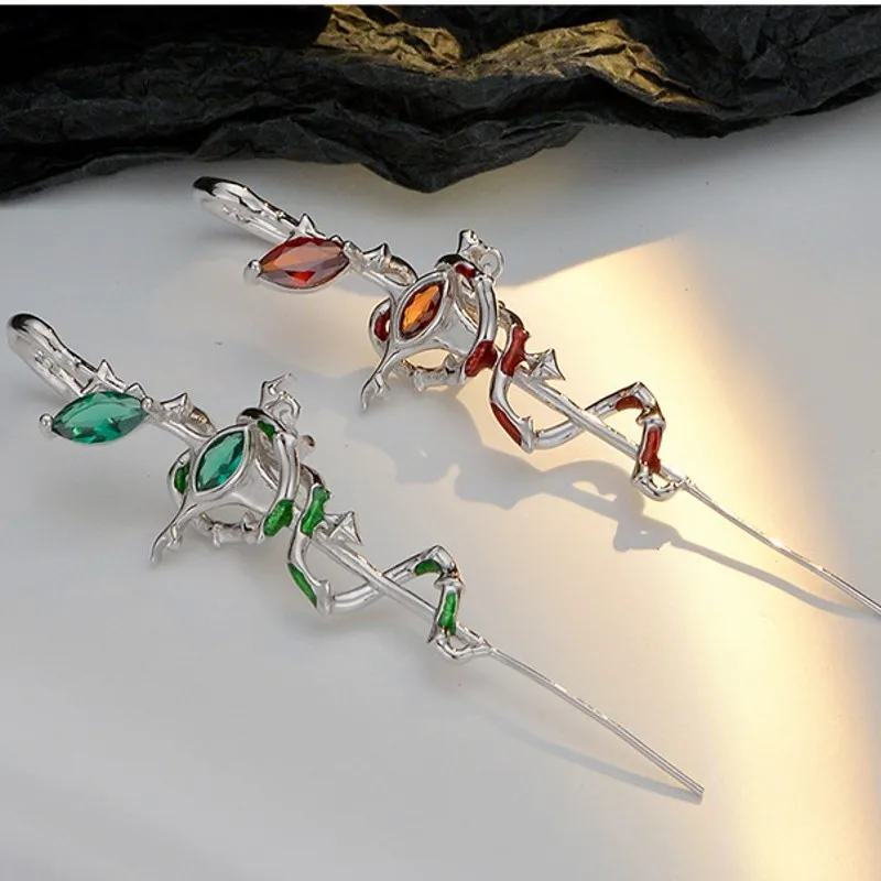 BOCAI S925 Sterling Silver Jewelry Fashionable And Exaggerated Bamboo Knots Small Snakes Ear Piercing Needles Selected Gift