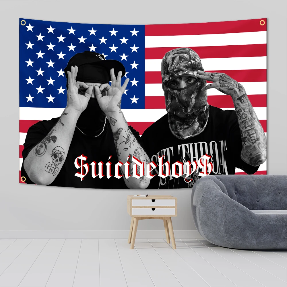 G59 Suicide Music America Hip Pop Flag Tapestry Decoration Funny Meme Flag Bedroom Living Room Outdoor Decoration - view 4