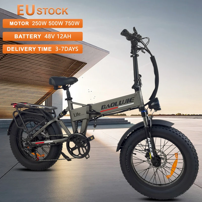 

Foldable Electric Bicycle 250W 500W 750W 48V12Ah 20*4.0 inch Fat Tire Ebike 7Speed City Mountain Adult electric bike EU Stock