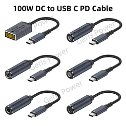 Adaptador de corriente de 100W CC, convertidor de 4,5x3,0, 7,4x5,0, 5,5x2,5mm hembra a USB tipo C PD, Cable de carga rápida para Macbook, Huawei y Xiaomi