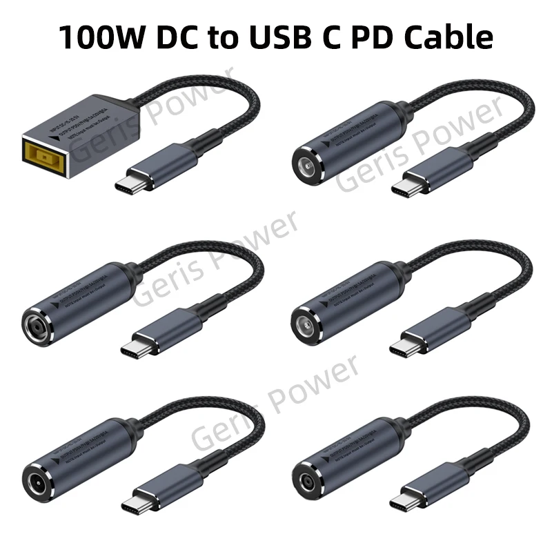100W DC 4.5x3.0 7.4x5.0 5.5x2.5mm żeński na USB C typu C PD zasilacz konwerter szybkiego ładowania kabel do Macbook Huawei Xiaomi