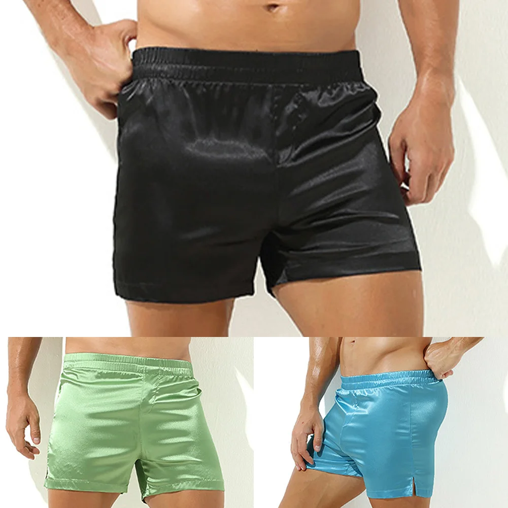 Sexy Mens Satin Boxers Shorts Nightwear Pyjamas Lounge Pants Sleepwear Underwear Arrow Panties Slip Homme Homewear