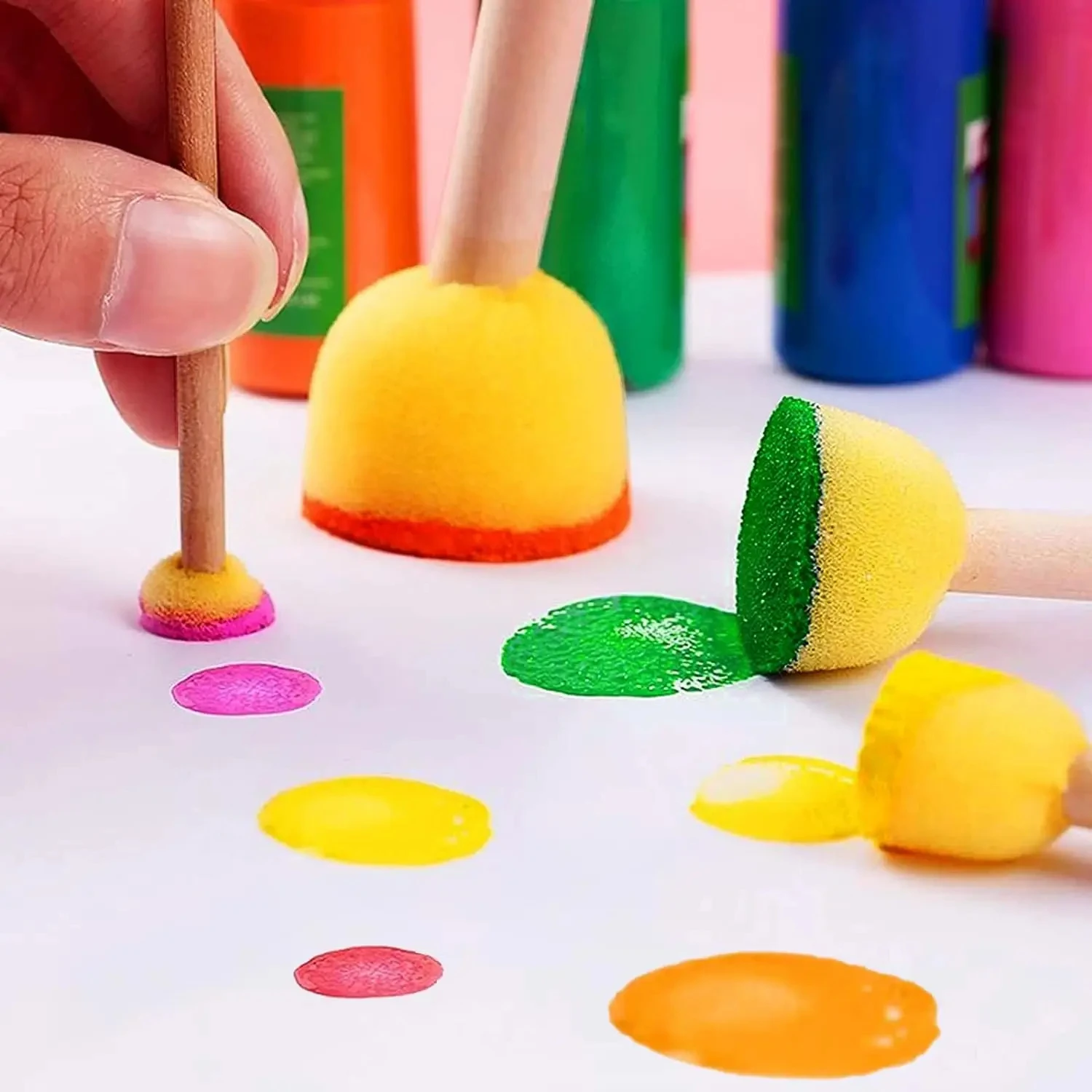 Set di pittura con pennelli circolari in spugna da 5 pezzi, tampone in spugna per pittura, strumenti di pittura, strumenti creativi per progetti artistici fai-da-te